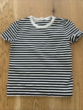 Zara Black & White Striped Short Sleeve Tee